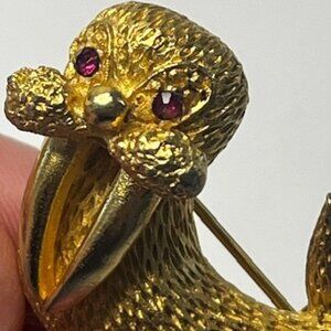 Walrus Brooch Gold Tone Pink Gem Rhinestone Eyes Marine Sea Life Figural Pin